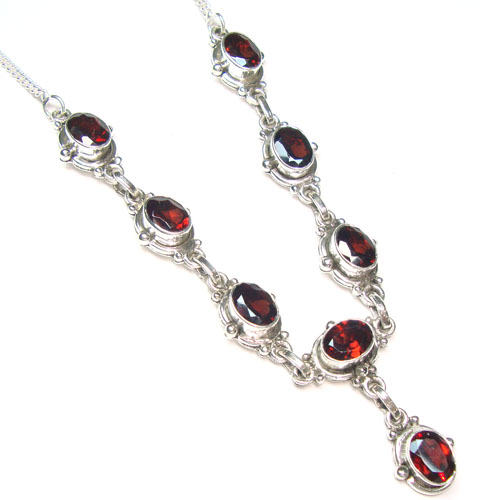 Garnet Silver Jewelry Latest Gemstone Necklace Jewelry Exporter