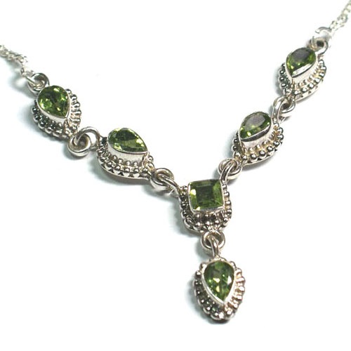 Peridot Gemstone Necklaces 925 Sterling Silver Jewelry Exporter