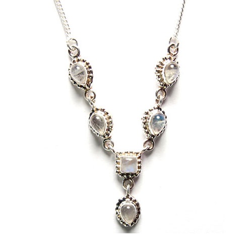 Rainbow Moonstone Silver Necklace Wholesale 925 Silver Jewelry Exporter