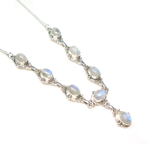 Rainbow Moonstone Wholesale Jewelry 925 Silver Necklace Exporter