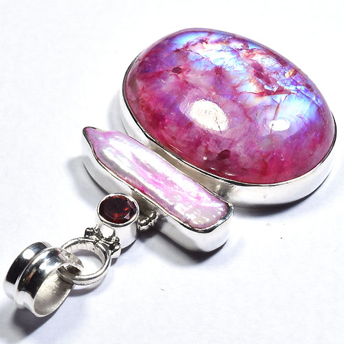 925 silver latest design pink moonstone pendant for women Exporter