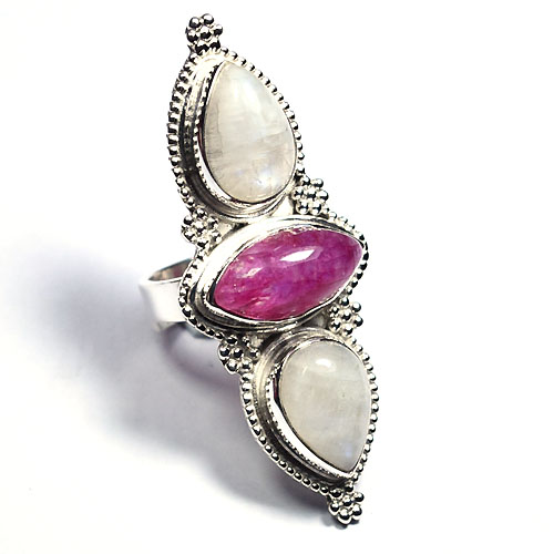 Silver rainbow moonstone sterling silver statement ring Exporter