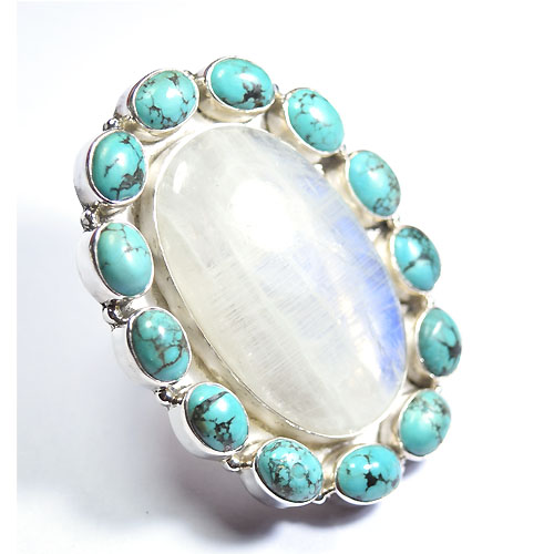 Silver genuine turquoise handmade statement ring Exporter