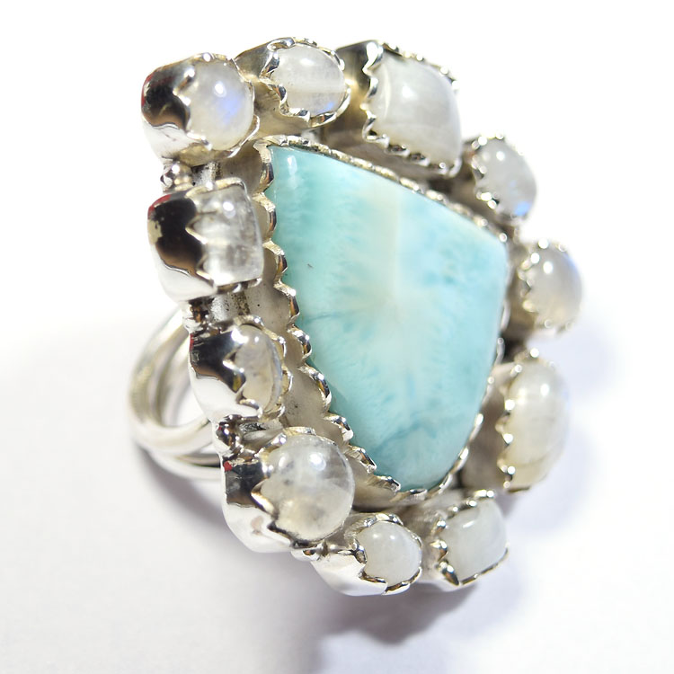 925 sterling silver larimar statement rings Exporter