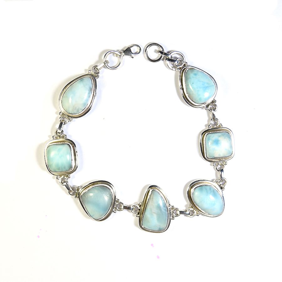 Sea Blue Larimar Gemstone Sterling Silver Beautiful Bracelet Exporter