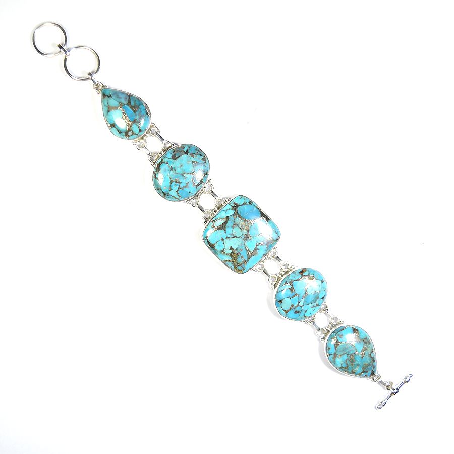 925 Silver Jewelry Blue Copper Turquoise Bracelet  Exporter