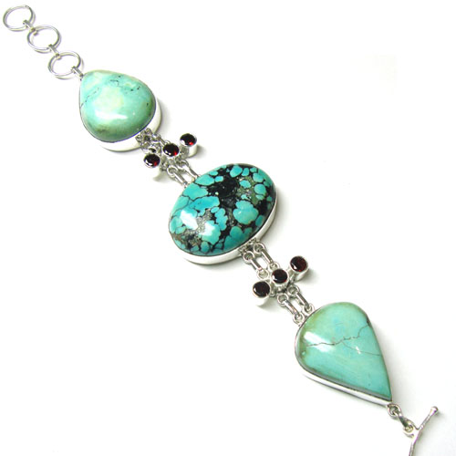 925 Silver Jewelry Blue Copper Turquoise Bracelet  Exporter