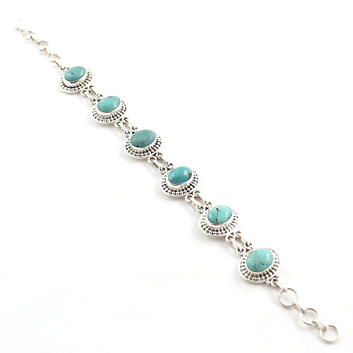 925 Silver Jewelry Blue Copper Turquoise Bracelet  Exporter