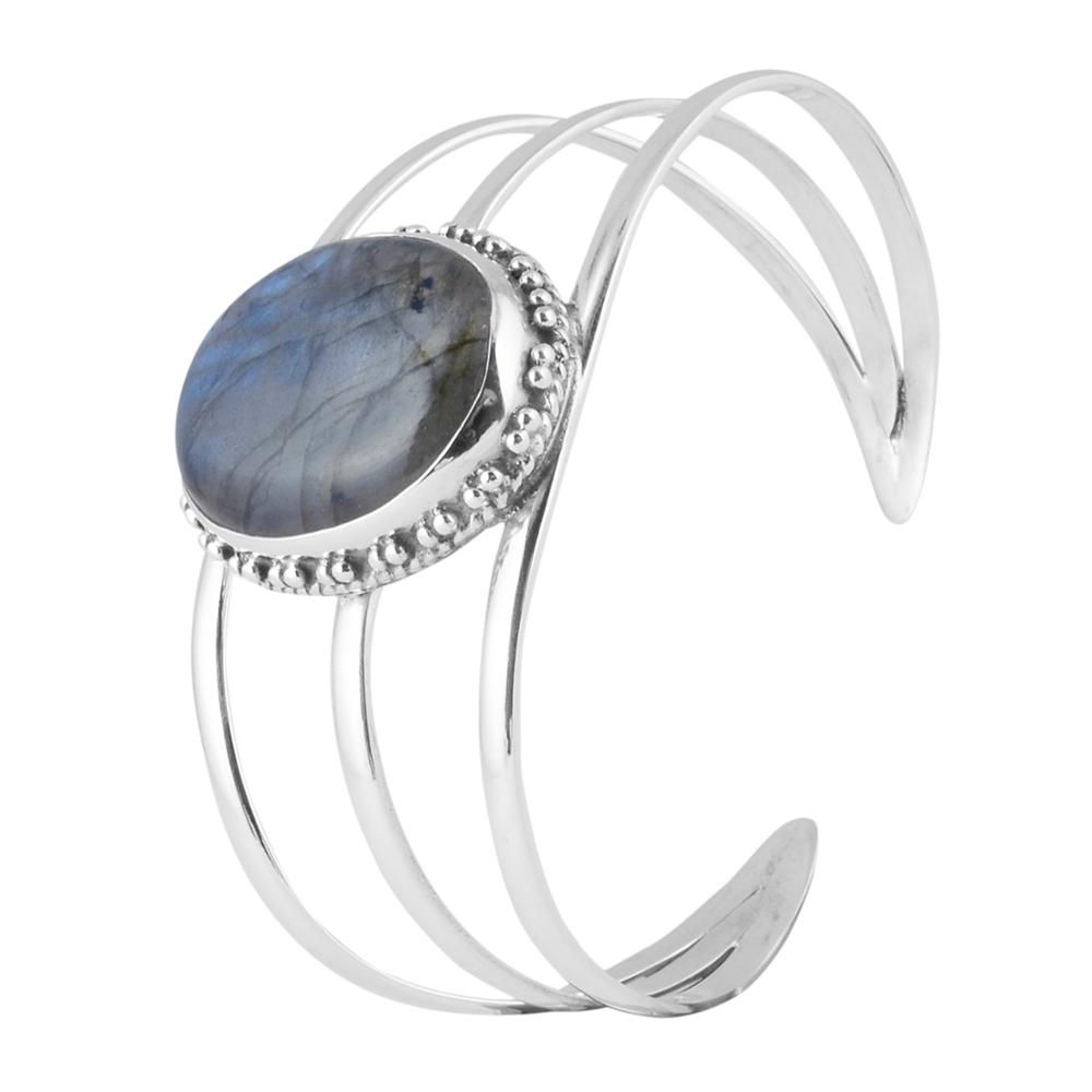 Sterling Silver Labradorite Gemstone Cuff Bracelet Exporter
