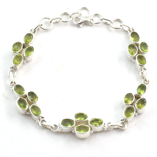 Peridot Jewelry 925 Gemstone Wholesale Silver Jewelry Silver Bracelet Exporter