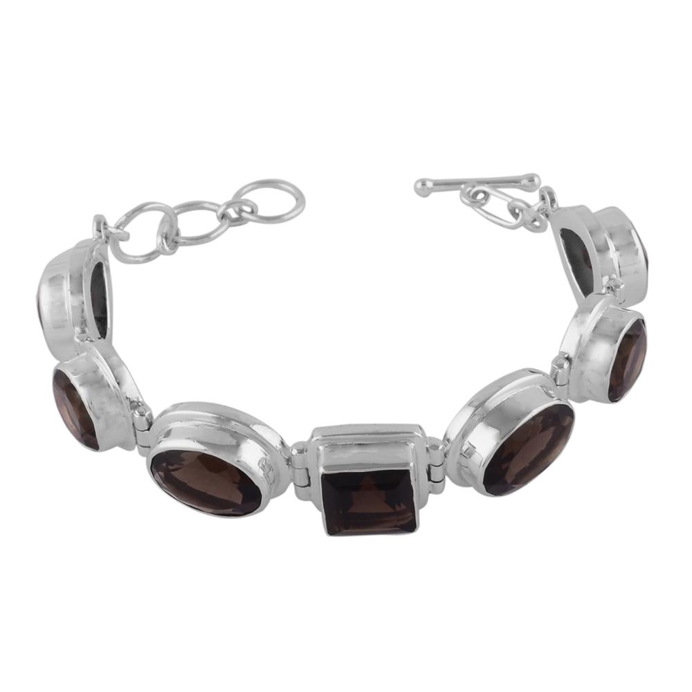 925 Sterling Silver Jewelry Smoky Quartz Bracelet Exporter