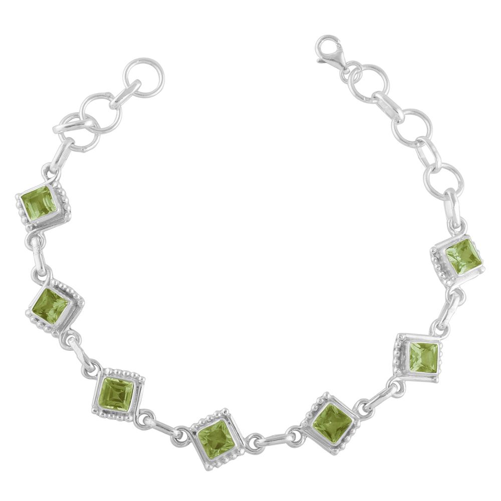 925 Silver Jewelry Peridot Green Stone Bracelet Silver Jewelry Supplier