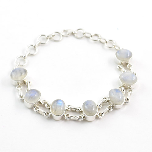 Oxidized Finish 925 Sterling Silver Jewelry Rainbow Moonstone Bracelet Supplier