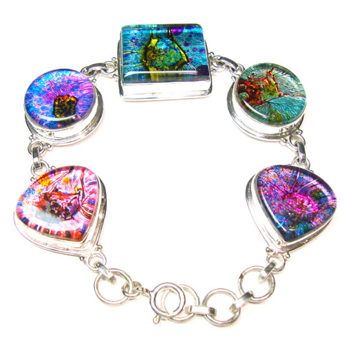 925 Sterling Silver Jewelry Dichroic Glass Bracelet Supplier