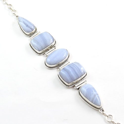 Blue Lace Agate Silver Bracelet Exporter