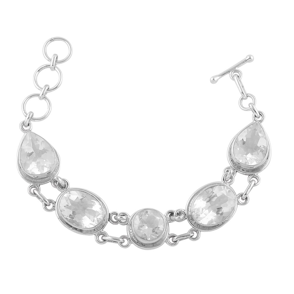 Crystal Quartz Studded Silver Jewelry Bracelet Exporter