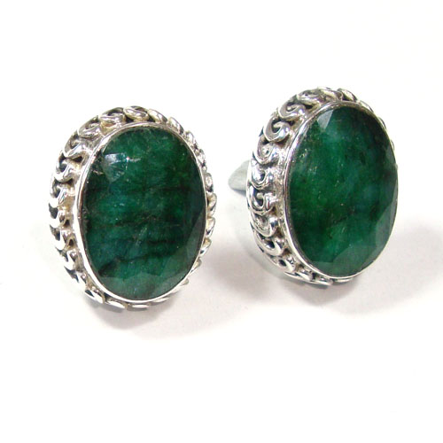 925 Sterling Silver Genuine Emerald Earrings Silver Drop Earrings supplier