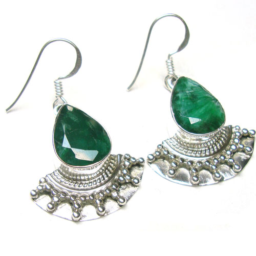 Emerald Earring 925 Sterling Silver Indian Jewelry Supplier