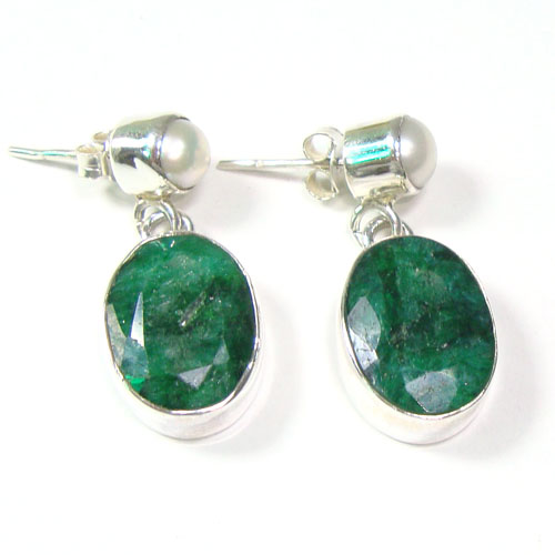 Emerald Quartz Earrings Silver Jewelry Supplier