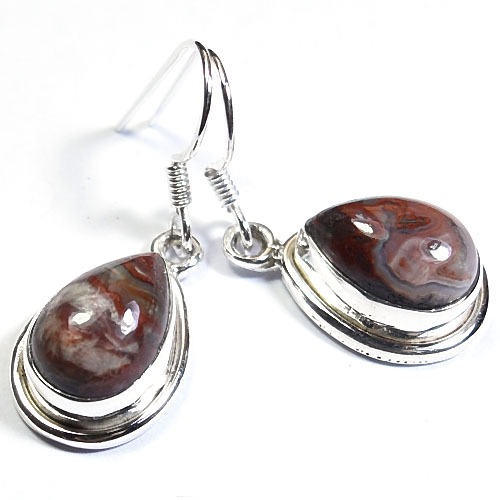 Earrings certified silver red crazy lace agate drop earrings Supplier