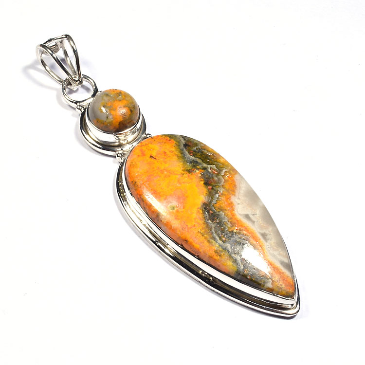 Silver bumble bee jasper two stone pendant Supplier
