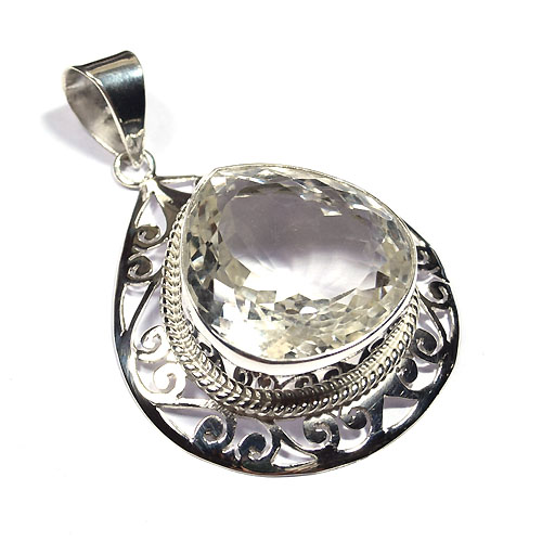 Popular style clear crystal sterling silver pendant Supplier