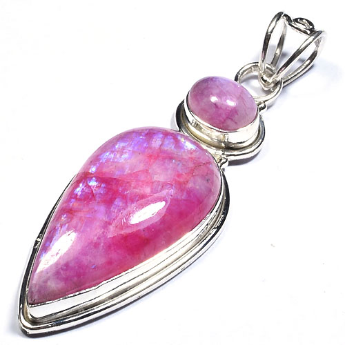 Pure silver teardrop shape pink moonstone jewelry pendant Exporter