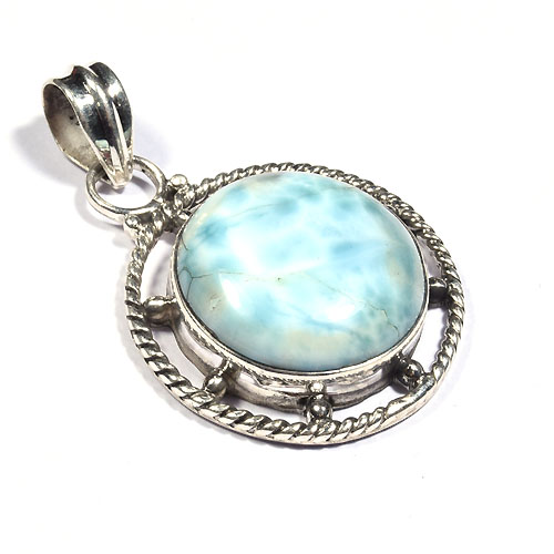Blue larimar round stone handmade jewelry pendent Supplier