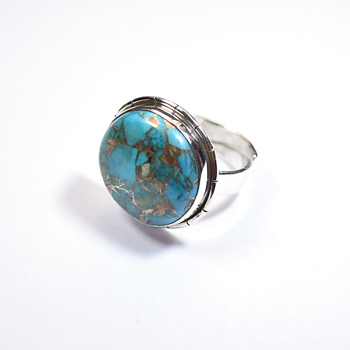 Blue Copper Turquoise gemstones Indian silver tibet turquoise rings Exporter