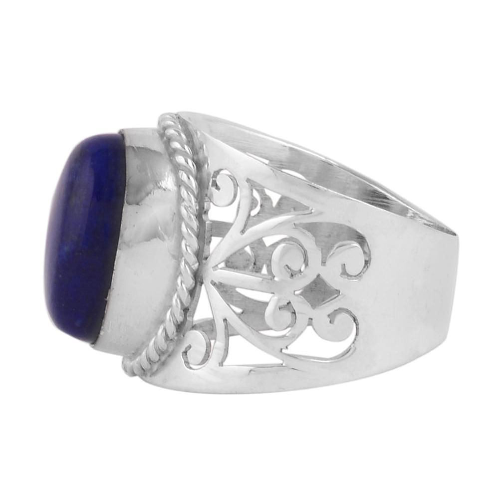 Natural Lapis Lazuli Gemstone Jewelry Sterling Silver Ring Exporter