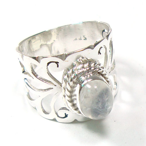 A Perfect Gift Option Pure Silver Rainbow Moonstone Ring Manufacturer