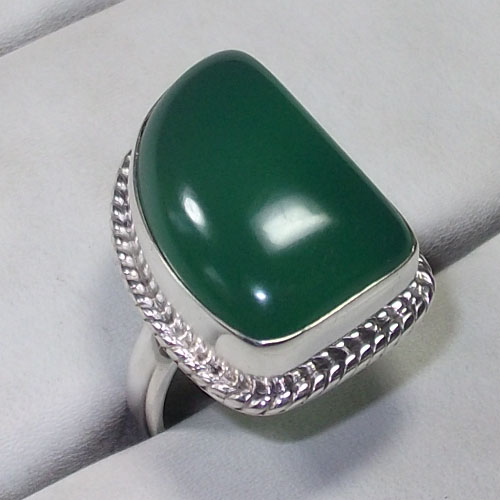 Green Onyx Gemstone 925 Sterling Silver Ring Exporter