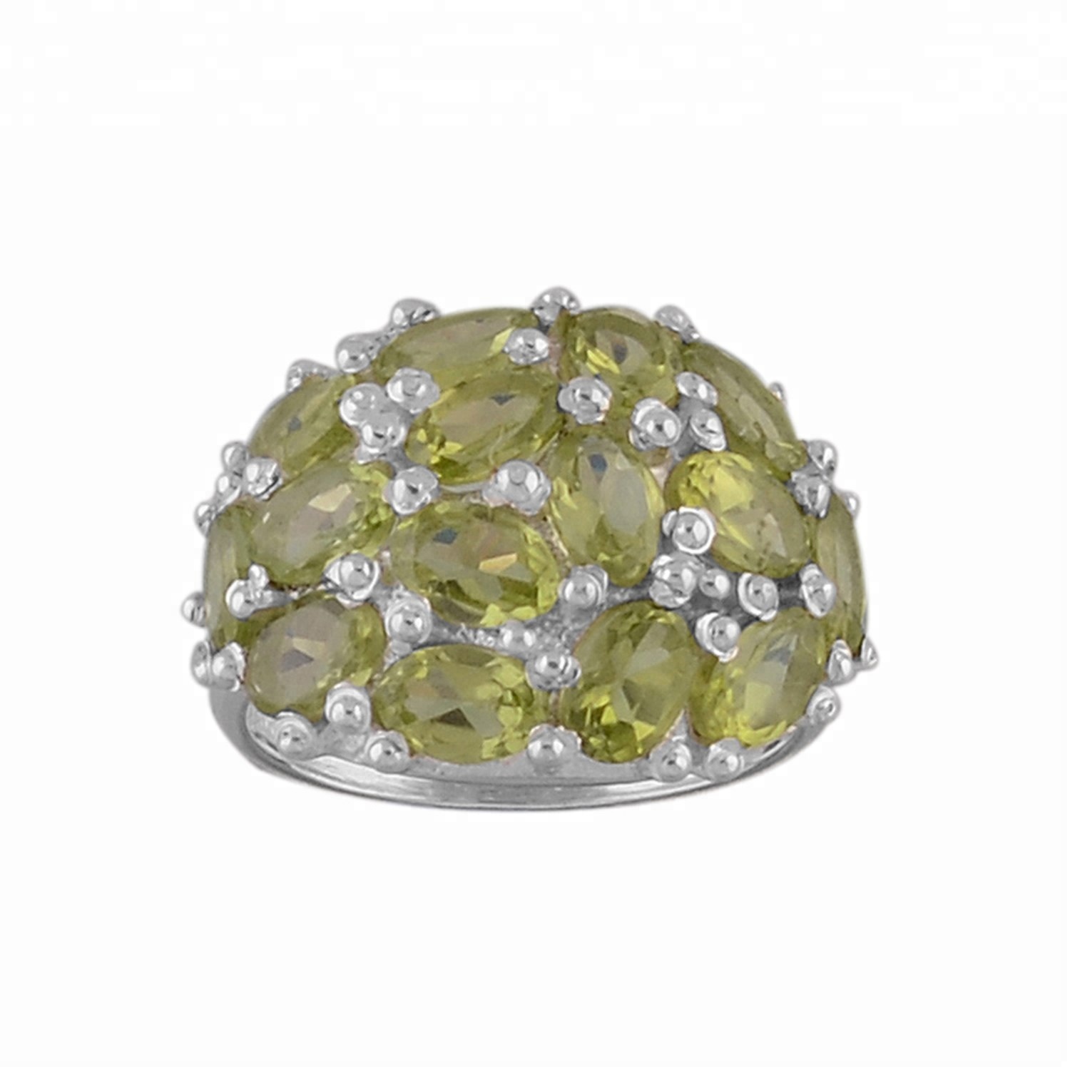 Pure Silver Gemstone Jewelry Peridot Stone Silver Rings Exporter