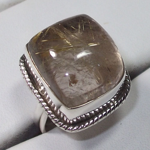 Latest Rutilated Quartz Gemstone Pure Silver rings Supplier
