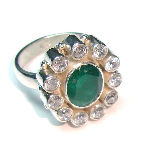 925 Sterling Silver Genuine Emerald Ring Manufacturer