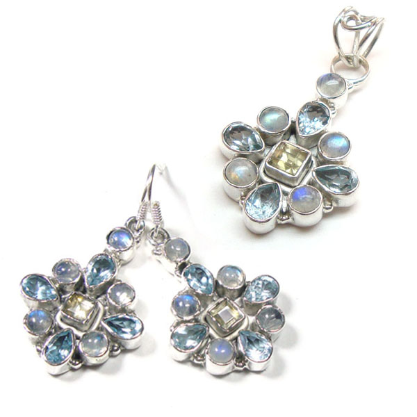 Wholesale Indian Silver Jewelry Pendant & Earrings Set