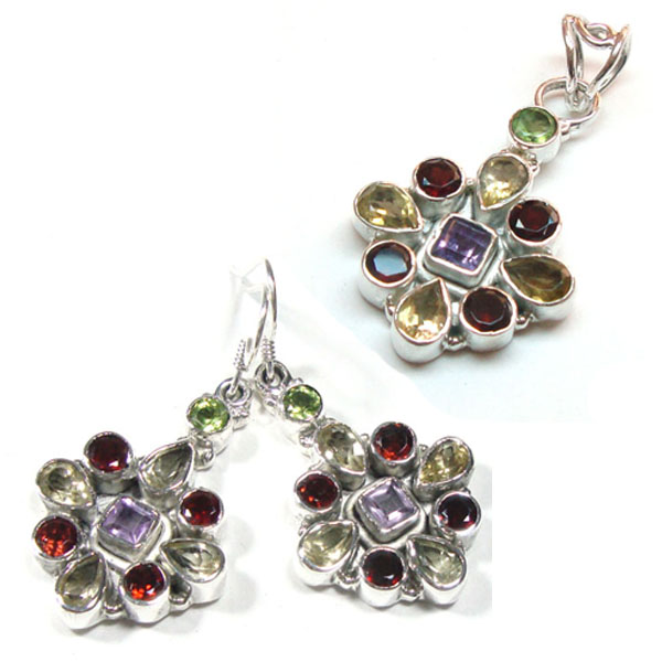 Wholesale Indian Silver Jewelry Pendant & Earrings Set