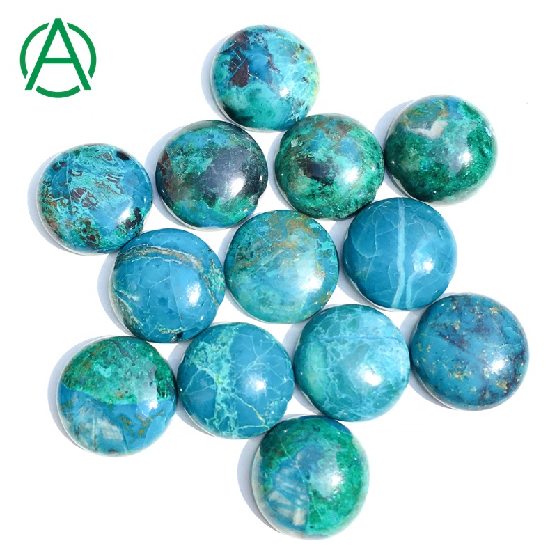 Chrysocolla Round Cabochons, Loose Gemstone Cabochons Exporter