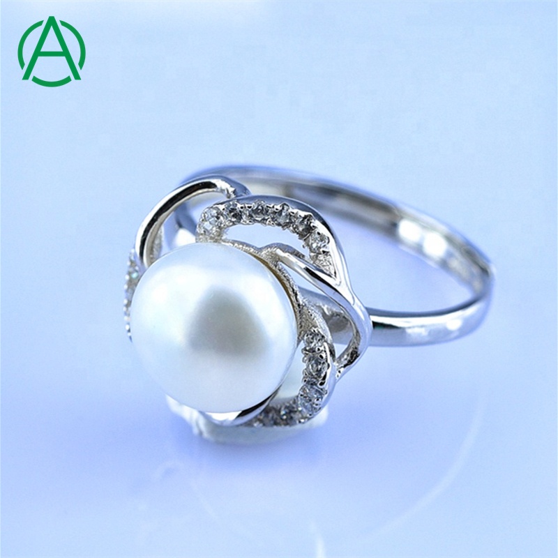925 Sterling Silver Pearl Ring Natural Gemstone Rings Supplier