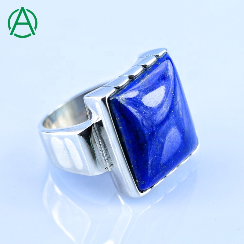 925 Sterling Silver Lapis Lazuli Ring Natural Gemstone Rings Supplier