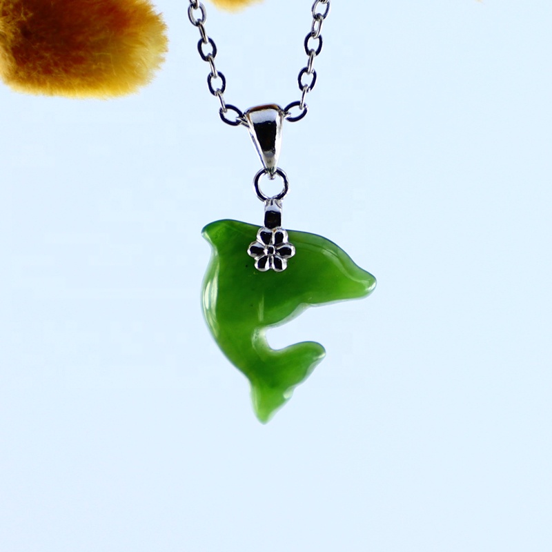 925 Sterling Silver Pendant Whale Tail Nephrite Jade Pendant Supplier