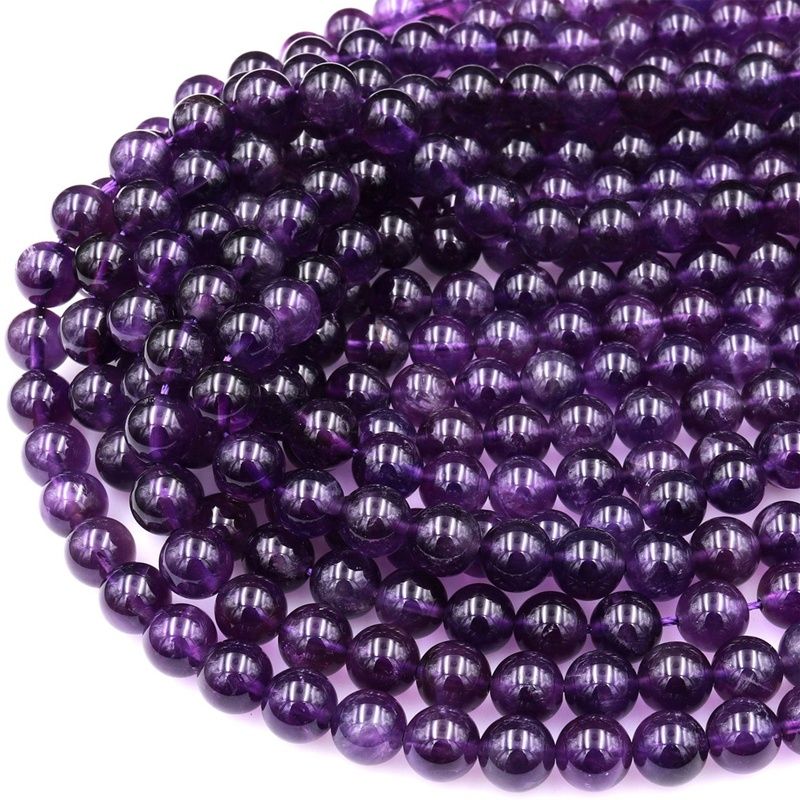 Natural 4mm 6mm 8mm 10mm 12mm Round Amethyst Stone Loose Beads Exporter