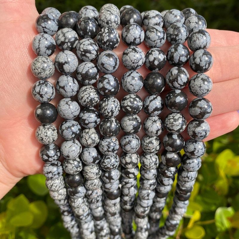 Natural Round Snowflake Obsidian Beads Stone Loose Beads Supplier