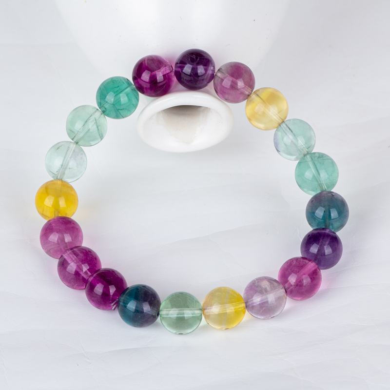 Handmade Fluorite Bracelet Natural Clear Colorful Fluorite Gemstone Supplier