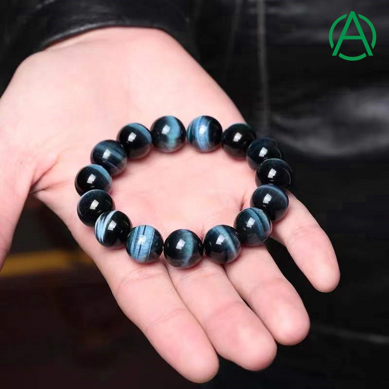 Blue Tiger Eye Beaded Bracelet for Women Men Supplier