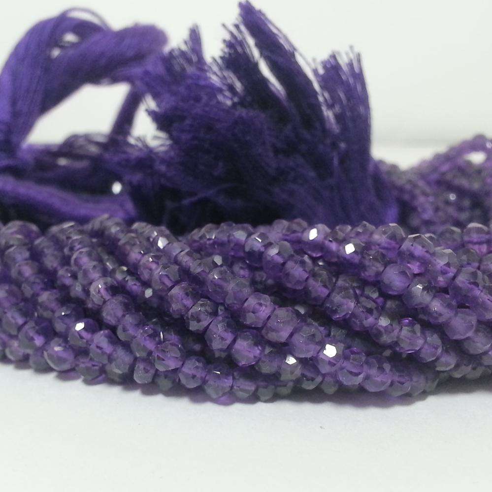 Natural African Amethyst Faceted Rondelle Gemstone Beads Strand exporter