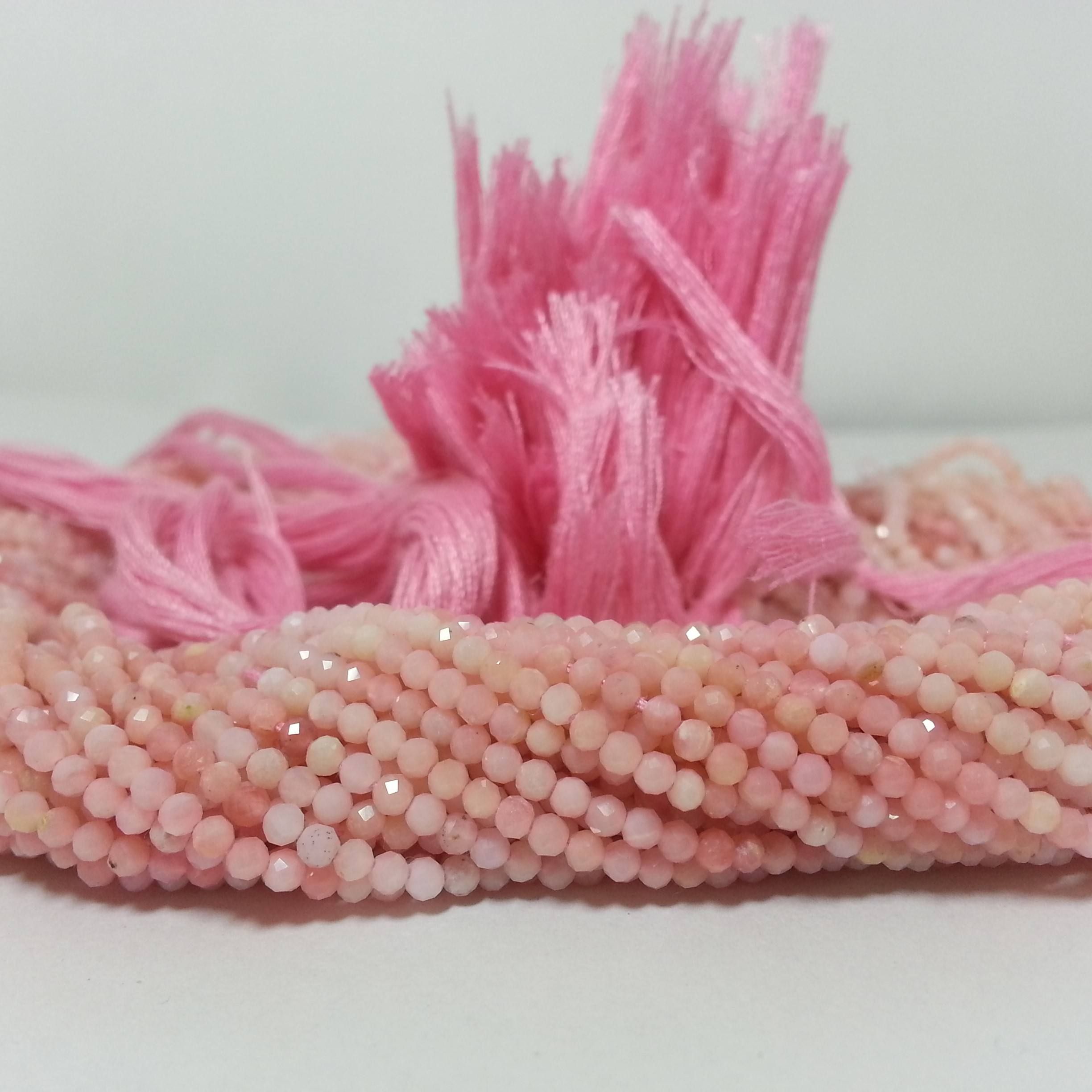 Natural Pink Opal Faceted Round Gemstone Beads Strand exporter