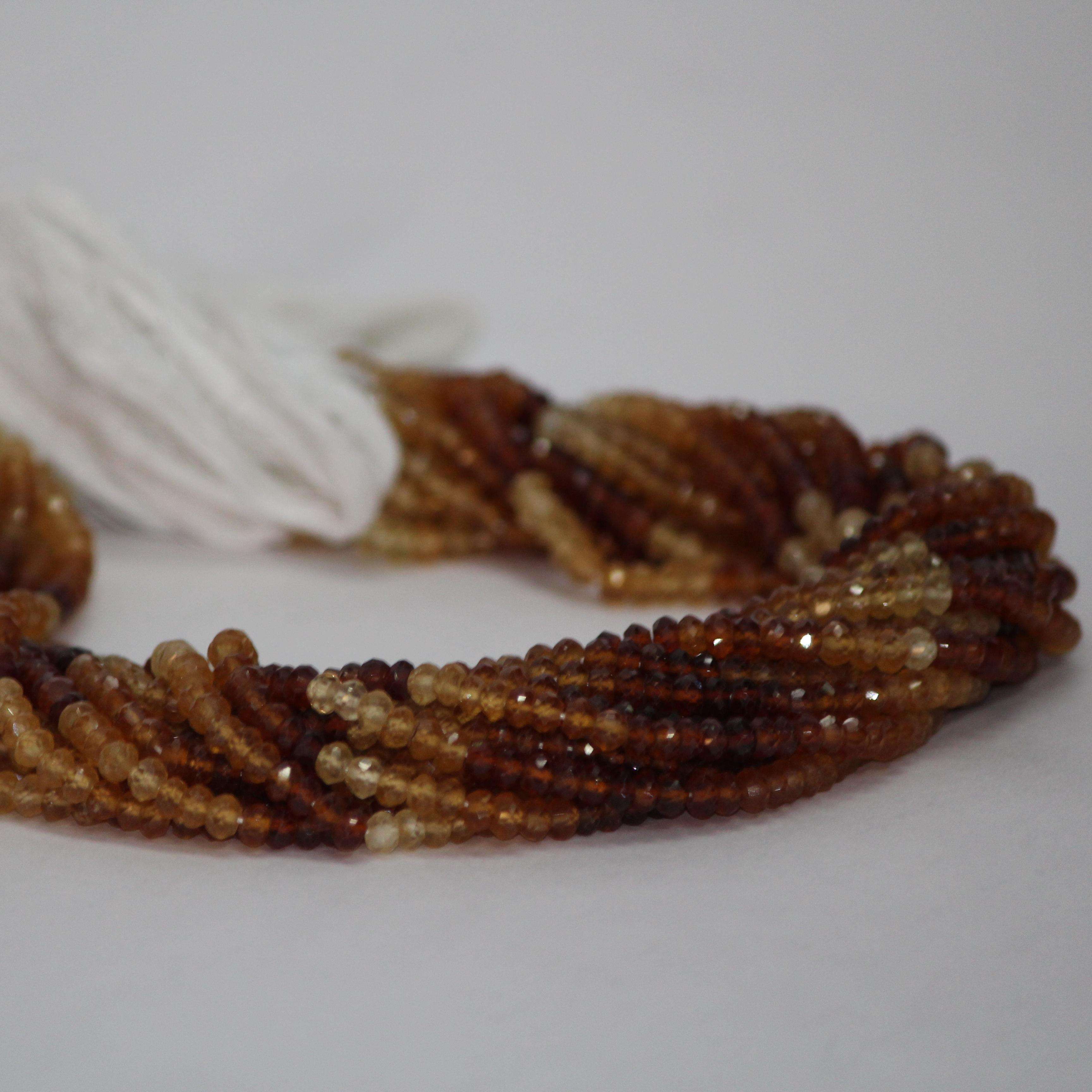 Natural Hessonite Garnet Faceted Rondelle Gemstone Beads Wholesaler