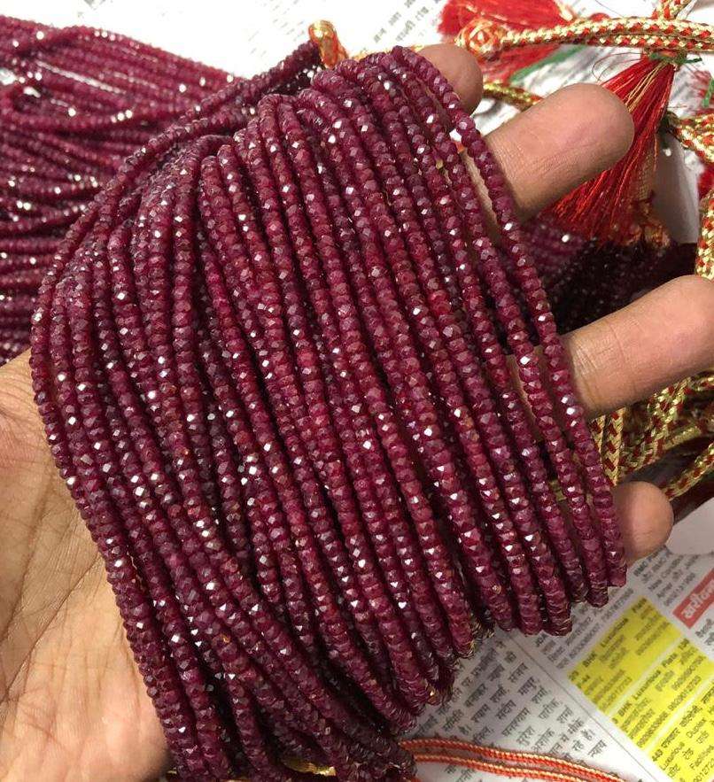 Natural Ruby Stone Faceted Rondelle Gemstone Beads Wholesaler