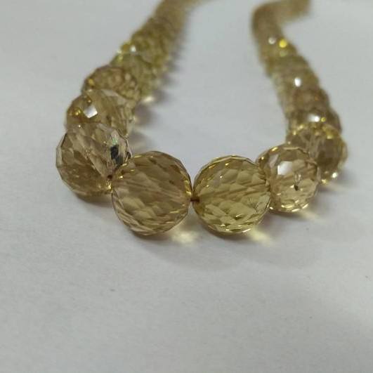 Natural Beer Quartz Faceted Round Gemstone Beads Strand  Wholesaler